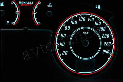 Renault Scenic 1999-2003 рестайл светодиодные шкалы (циферблаты) на панель приборов - дизайн 1